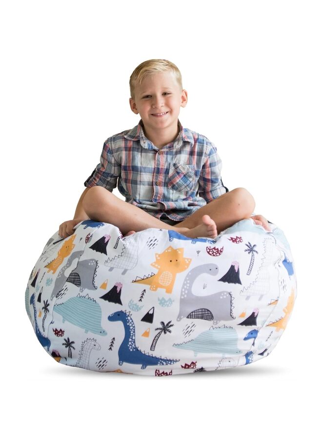 LAMAY Large 33’’ Bean Bag Storage Cover for Stuffed Animals, Giant Bean Bag Chair for Plush, Bedroom Organizer, Dinosaur - Stuffed Animal Storage Cover - Image 1